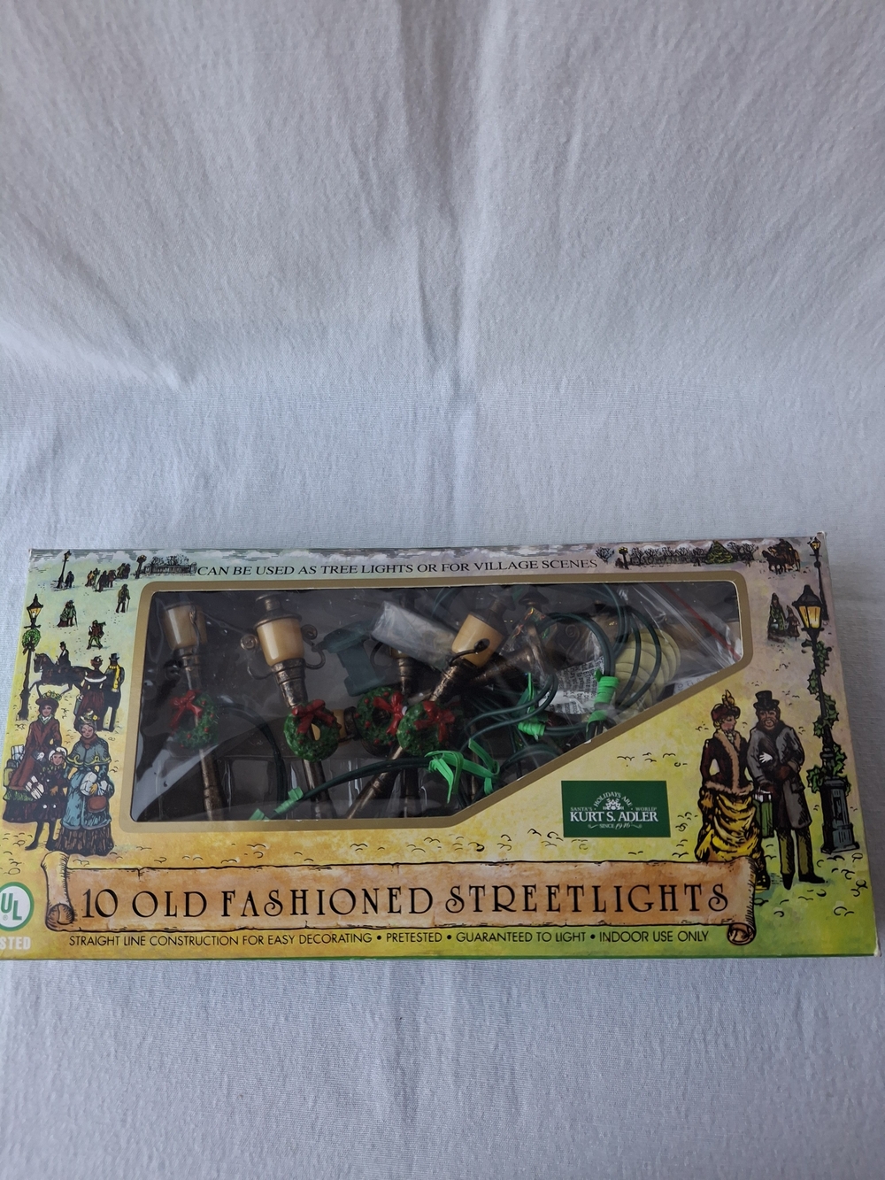 Kurt Adler Green and Gold Vintage Mini Streetlight Set - 10 Pack